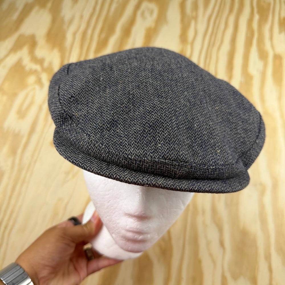 Pendleton Vintage Blue Herringbone Tweed Wool Flat Cap Driving Hat Mens Medium